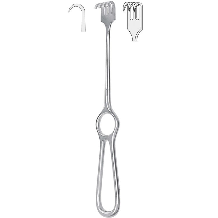 Retractor Volkmann 3-prong sharp 220mm
