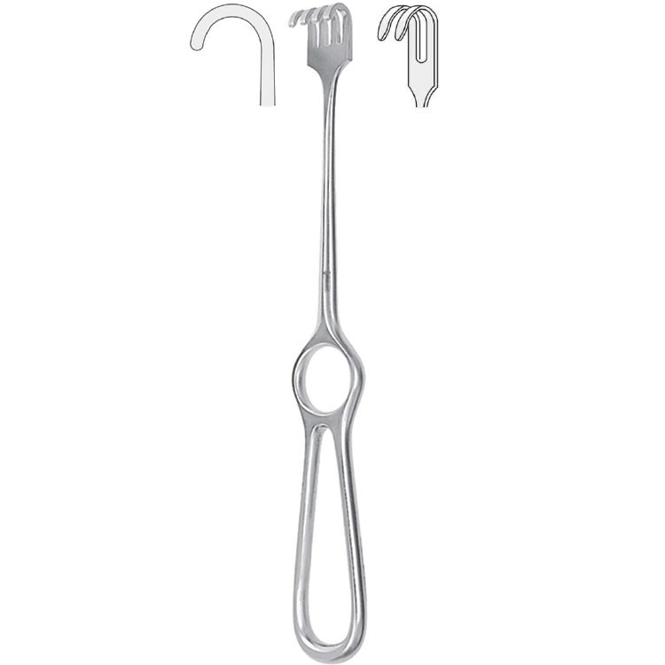 Retractor Kocher 2-prong blunt 220mm