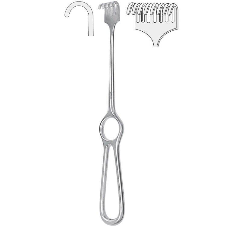 Retractor Kocher 8-prong blunt 220mm