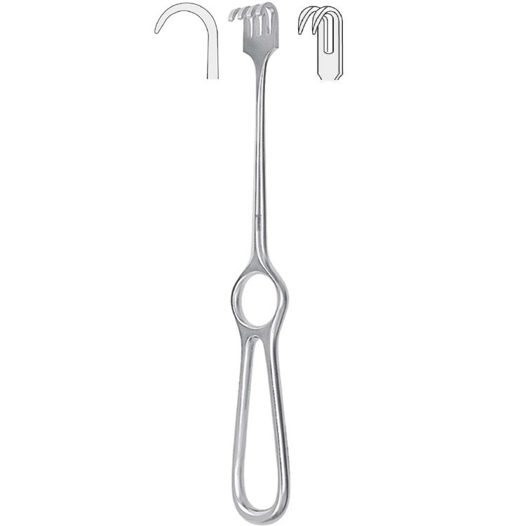 Retractor Kocher 2-prong semi-sharp 220mm