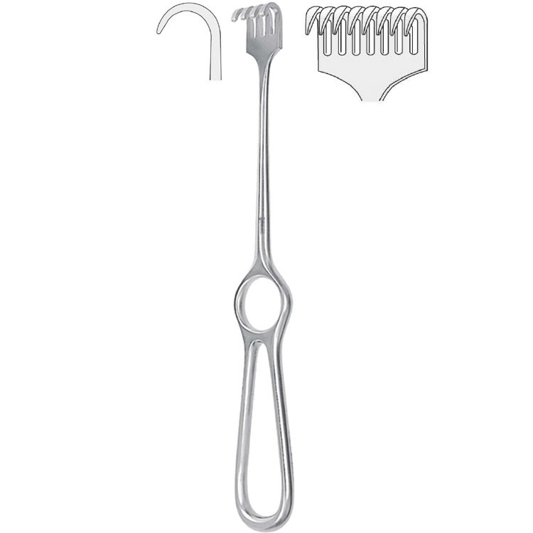 Retractor Kocher 8-prong semi-sharp 220mm