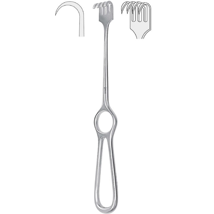 Retractor Kocher 4-prong sharp 220mm