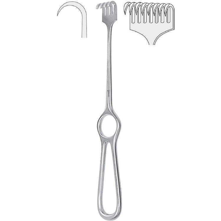 Retractor Kocher 8-prong sharp 220mm