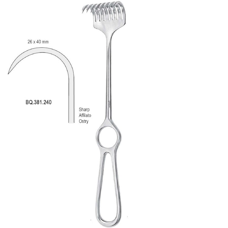 Retractor Koerte 8-Prong sharp 26x40mm, 240mm