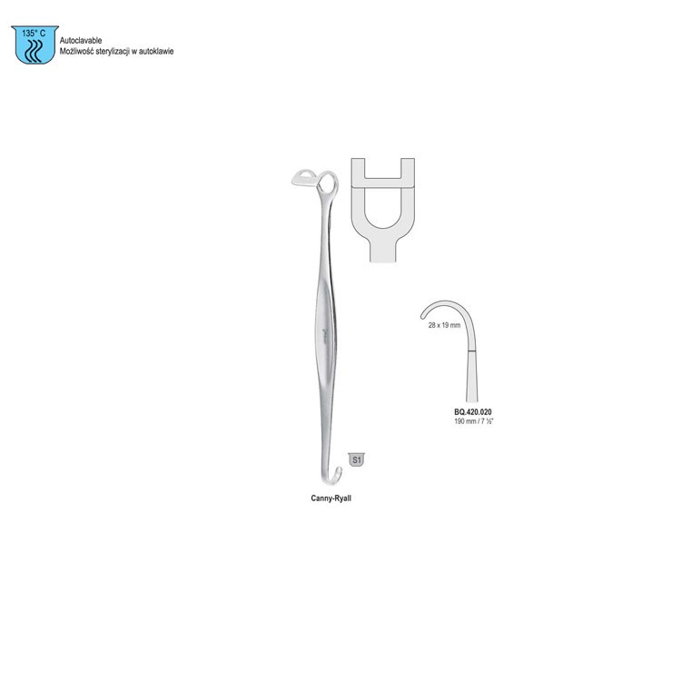 Retractor Canny-Ryall 28x19mm, 190mm