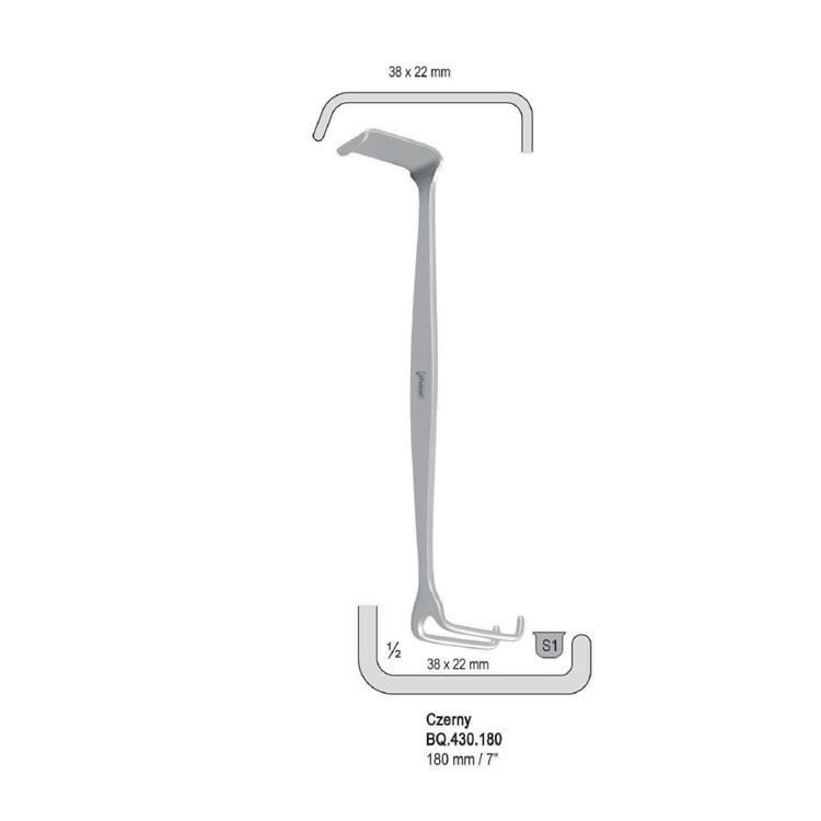 Retractor Czerny 38x22mm, 180mm