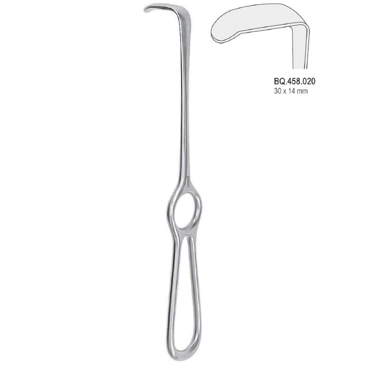 Retractor Langenbeck ring handle 30x14mm, 220mm