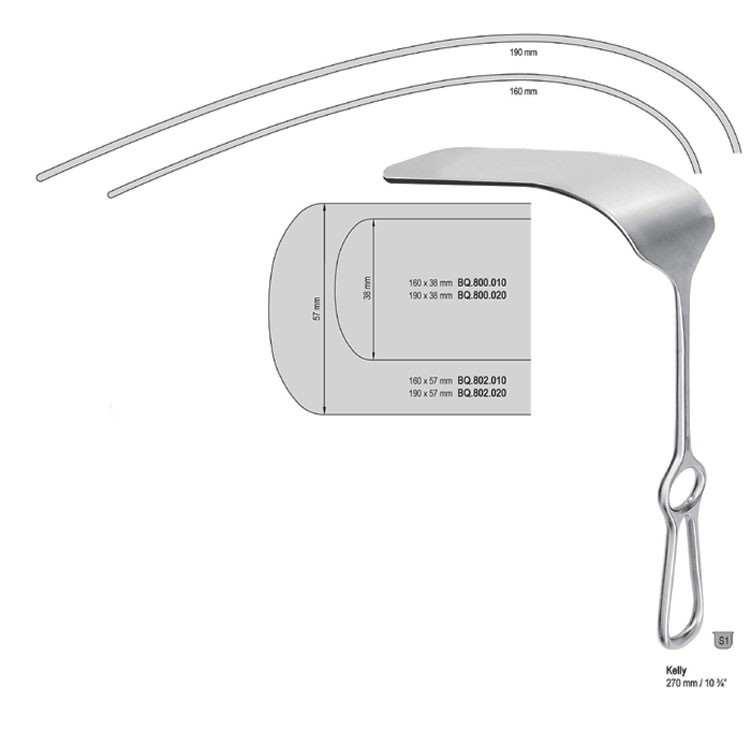Retractor Kelly 160x57mm, 270mm