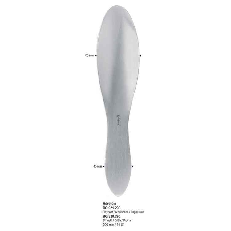Spatula abdominal and intestinal Reverdin bayonet 60x45mm, 290mm