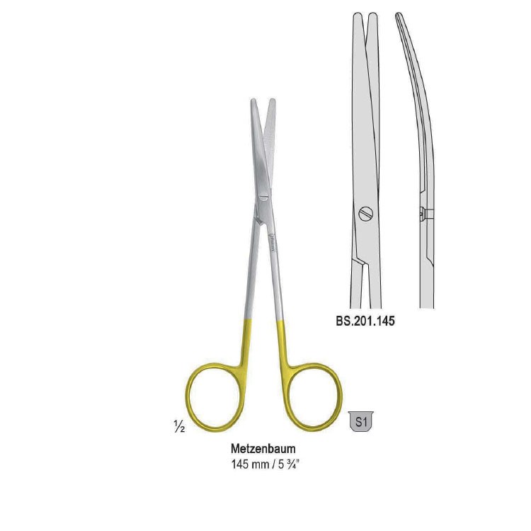 Falcon-Cut Scissors Metzenbaum BL/BL curved 145mm