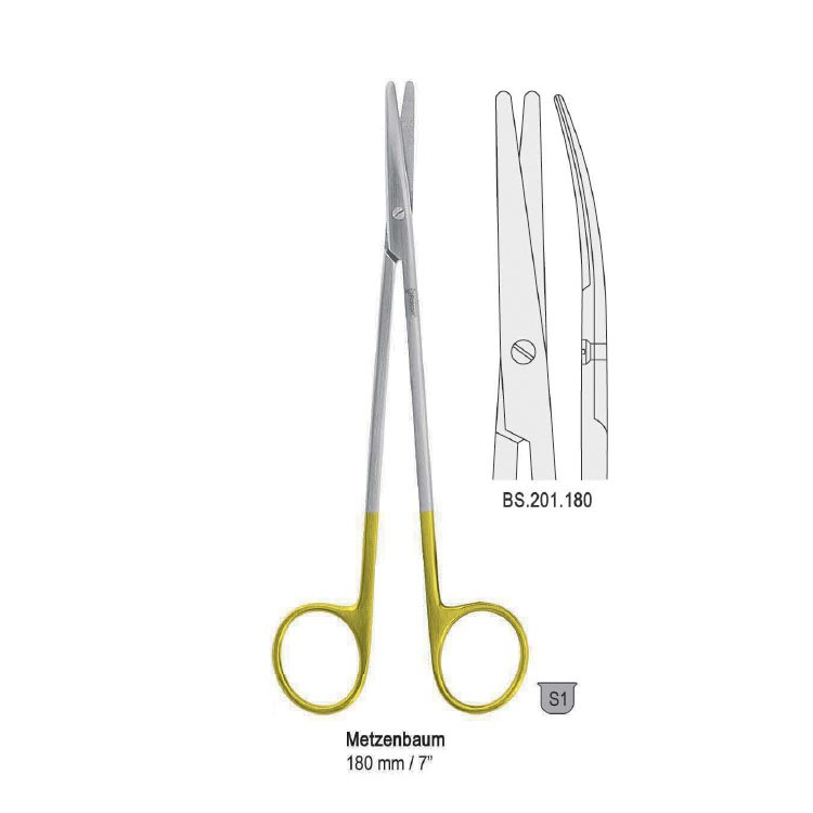 Falcon-Cut Scissors Metzenbaum BL/BL curved 180mm
