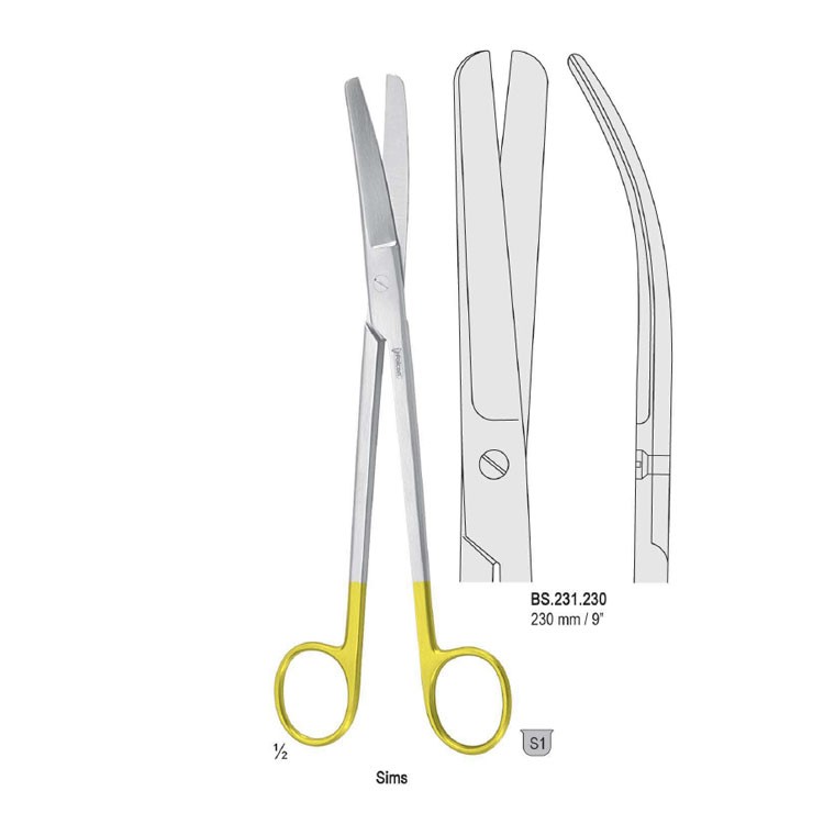Falcon-Cut Scissors uterine Sims bl/bl curved 230mm 
