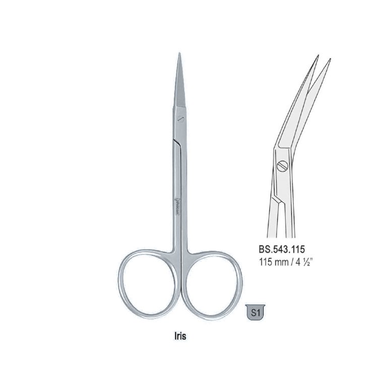 Scissors Iris angled 115mm