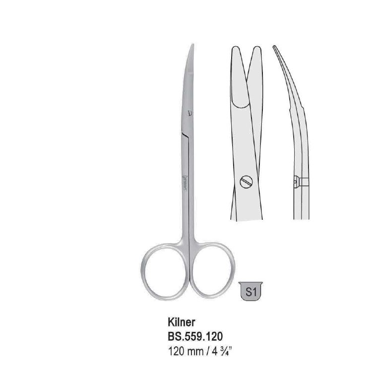 Scissors Kilner flat ends curved 120mm
