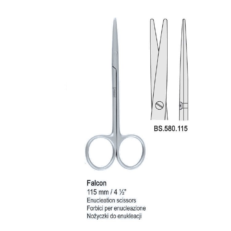 Scissors enucleation Falcon straight 115mm