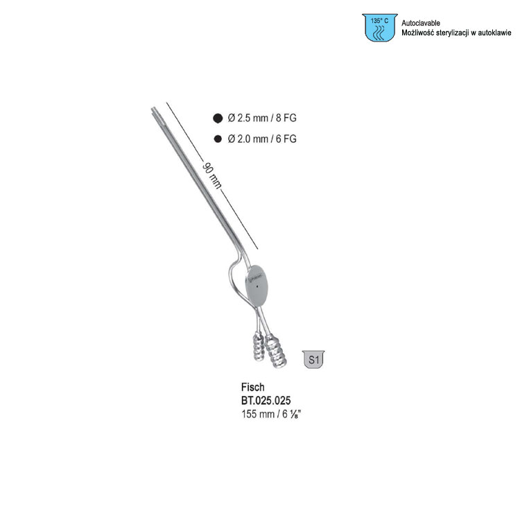 Tube suction and irrigating Fisch ø2.5/2.0mm, 155mm