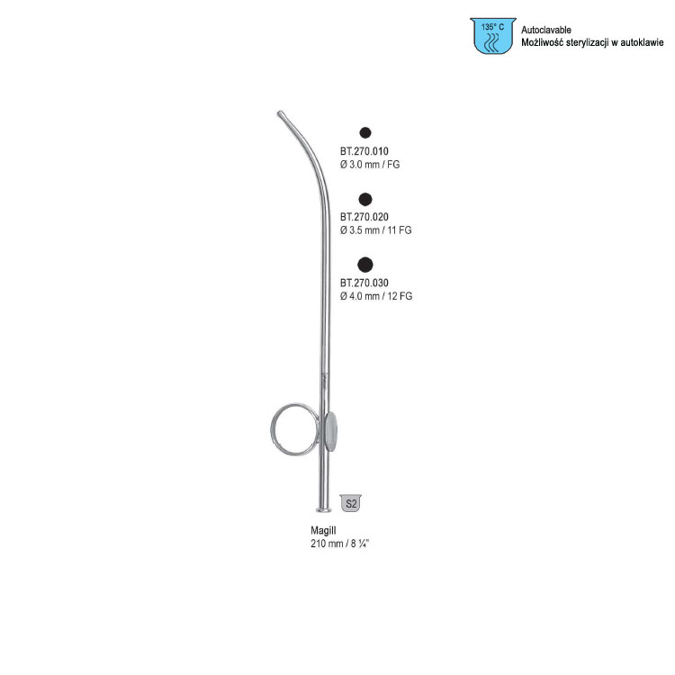 Tube suction Magill ø 3.0mm (9 FG) 210mm