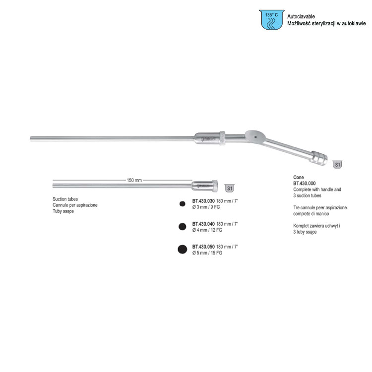 Tube suction Cone ø 4.0 mm only, 180mm