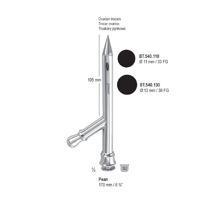 Trocar Ovariotomy Pean ø 13.0mm / 38 FG, 170mm