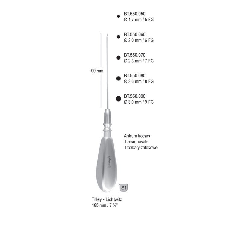 Trocar Tilley-Lichtwitz ø 2.0mm / 6 FG, 185mm