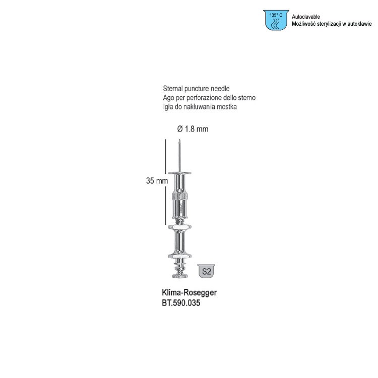Needle sternal puncture Klima-Rosegger ø 1.8mm, 35mm