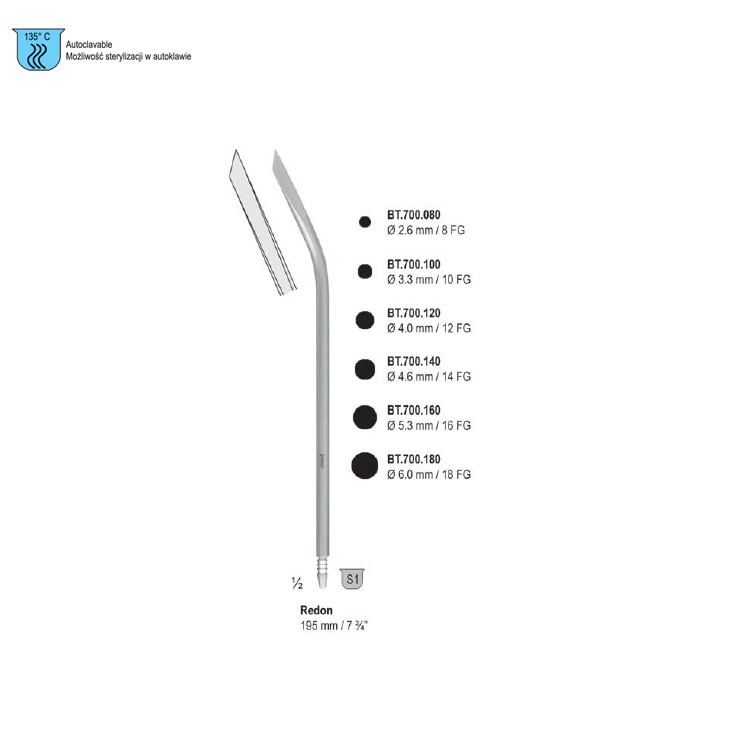 Guide needle knife tip Redon ø 4.6mm / 14 FG, 195mm