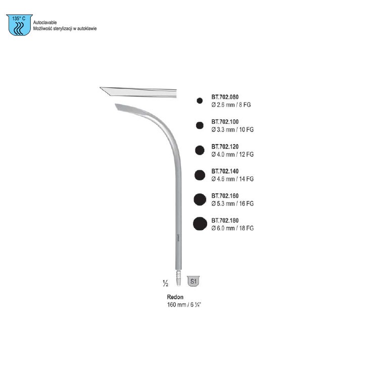Guide needle knife tip Redon ø 2.6mm / 8 FG, 160mm