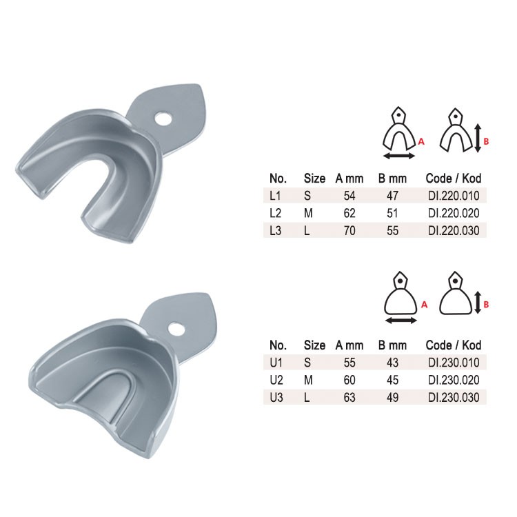 Impression trays children pattern solid set of 6