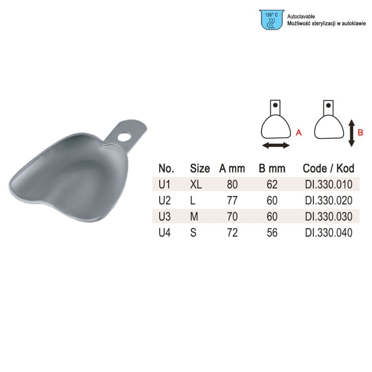 Impression tray edentulous solid upper fig. 4, size S