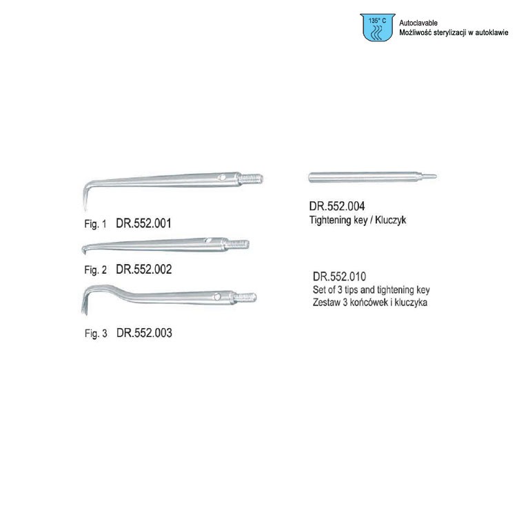 Set of 3 tips with key for DR.552.000