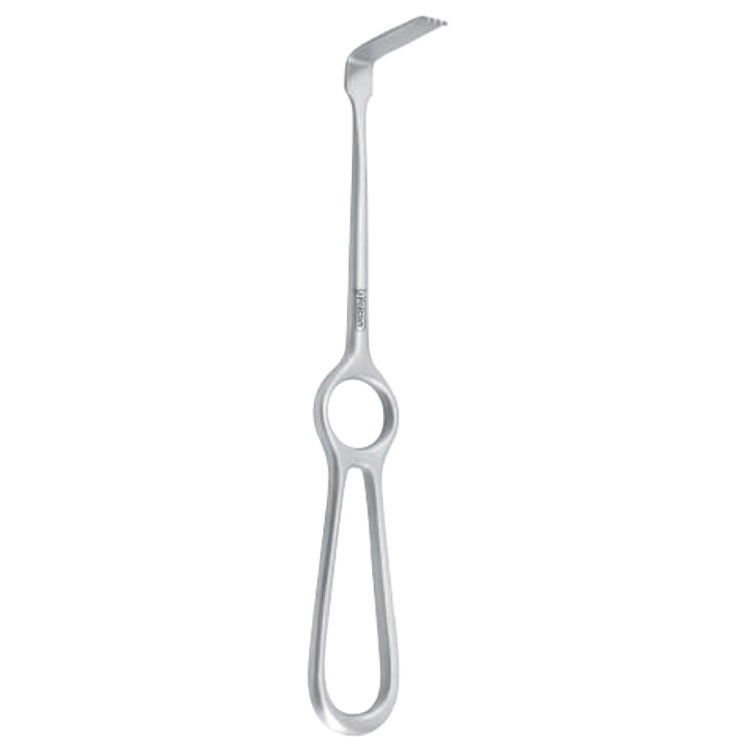 Retractor TMJ condyle Falcon serrated 40x10mm, 210mm