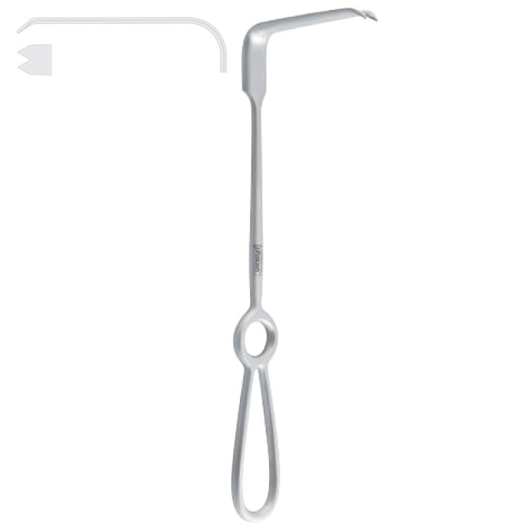 Retractor ramus Obwegeser downward 75x12/22mm, 220mm 