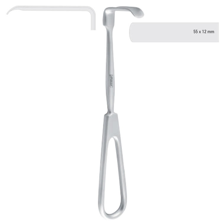 Retractor soft tissue Obwegeser downward 55x12mm, 170mm 