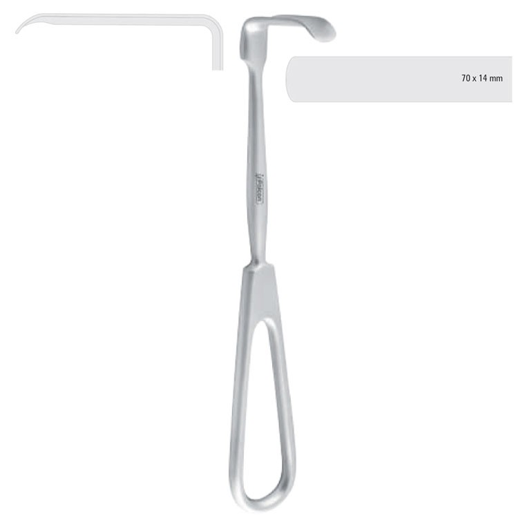 Retractor soft tissue Obwegeser downward 70x14mm, 170mm 