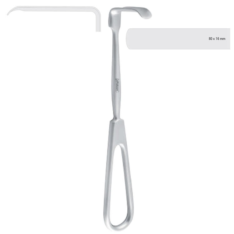 Retractor soft tissue Obwegeser downward 80x16mm, 170mm 