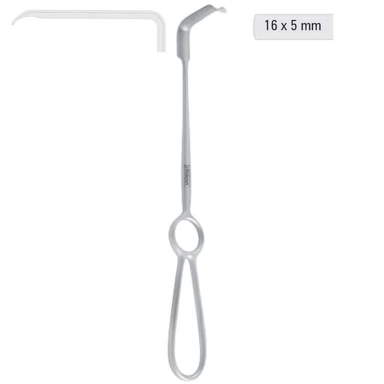Retractor soft tissue Obwegeser downward 16x5mm, 220mm 