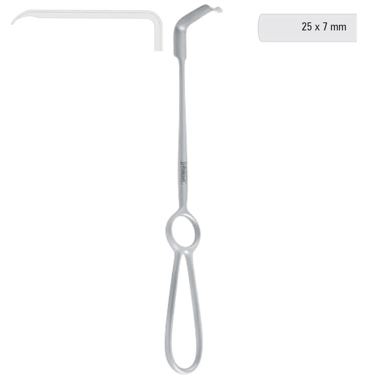 Retractor soft tissue Obwegeser downward 25x7mm, 220mm 