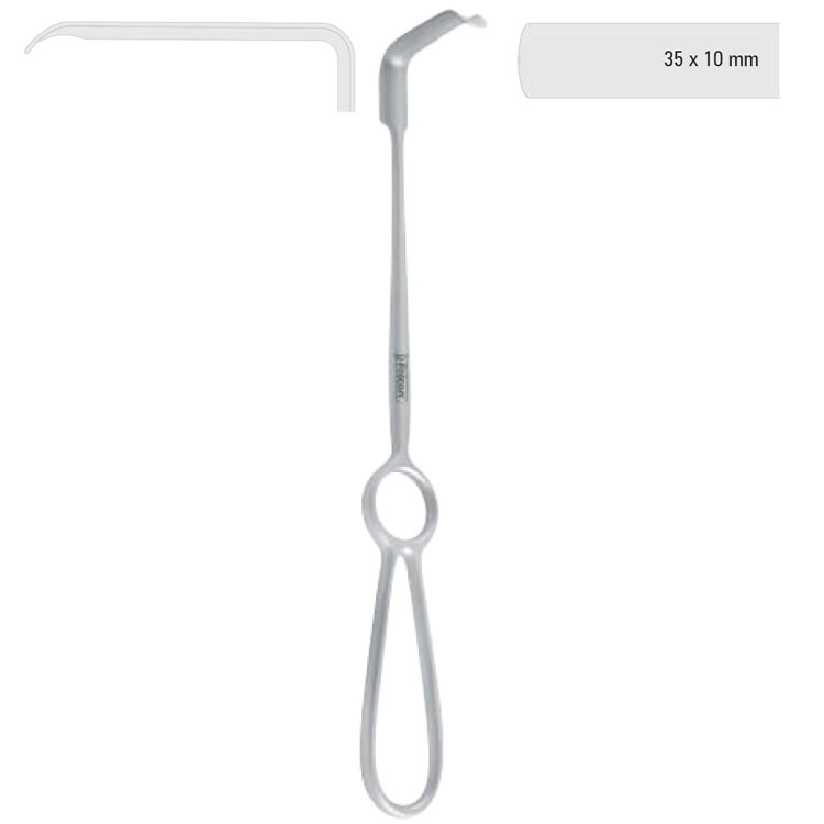 Retractor soft tissue Obwegeser downward 35x10mm, 220mm 