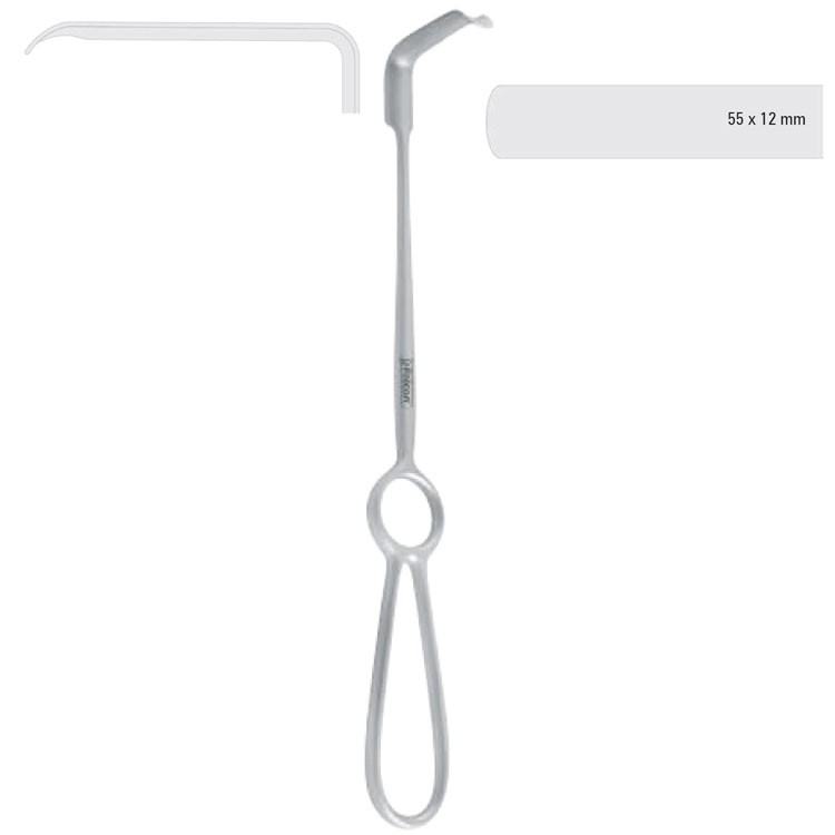 Retractor soft tissue Obwegeser downward 55x12mm, 220mm 