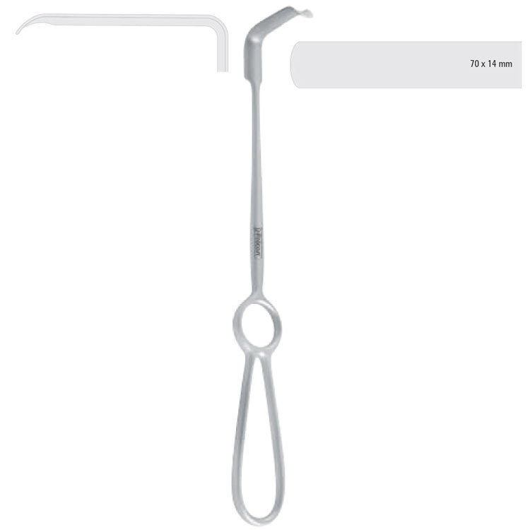 Retractor soft tissue Obwegeser downward 70x14mm, 220mm 