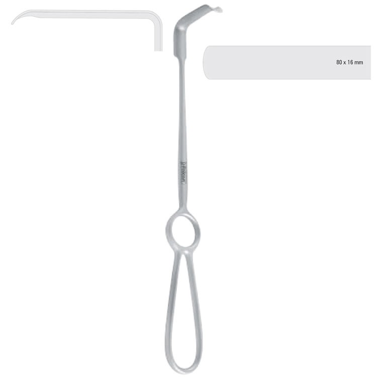 Retractor soft tissue Obwegeser downward 80x16mm, 220mm 
