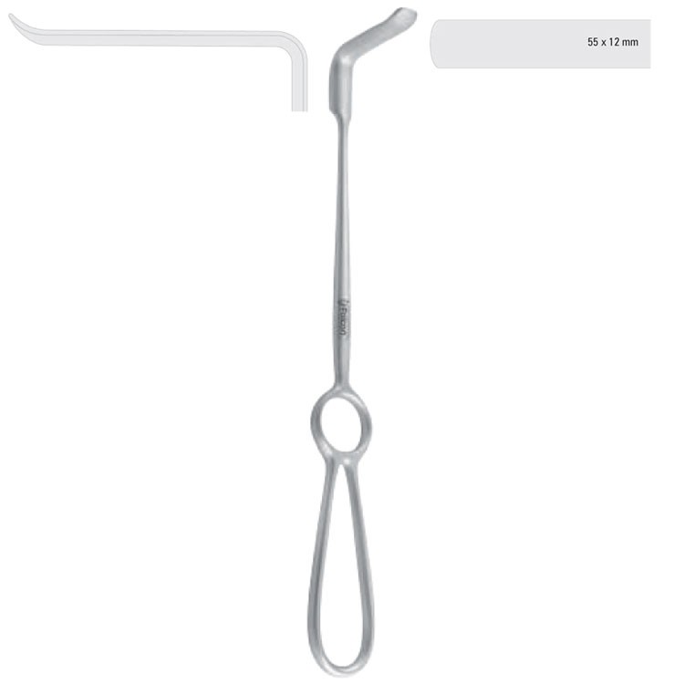 Retractor soft tissue Obwegeser upward 55x12mm, 220mm 