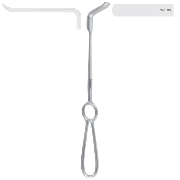 Retractor soft tissue Obwegeser upward 70x14mm, 220mm 