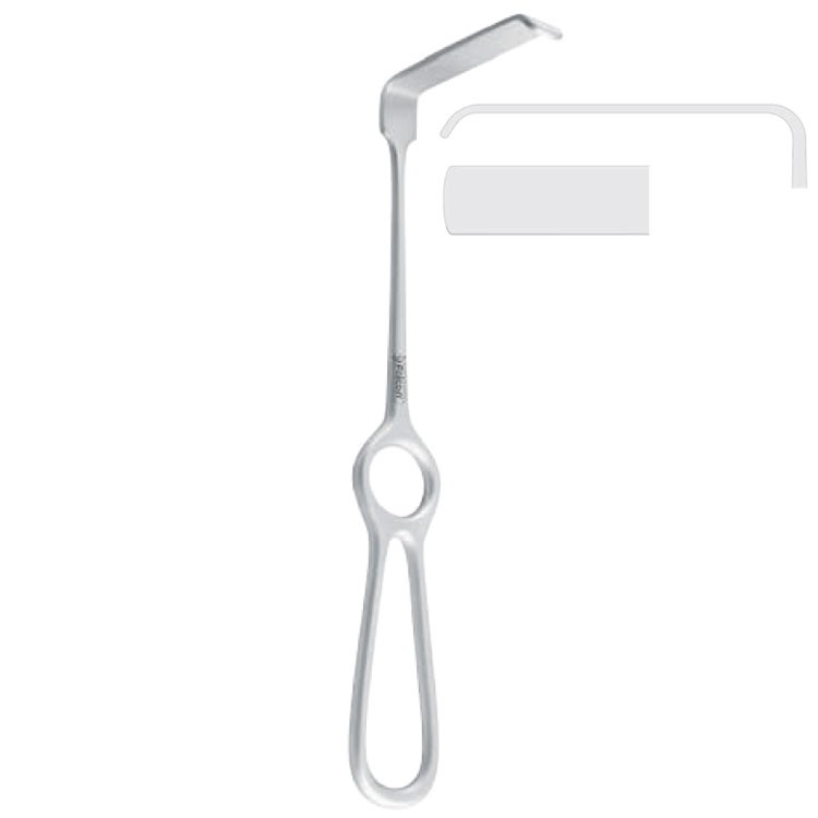 Retractor soft tissue Obwegeser flat downward 70x14mm, 220mm 