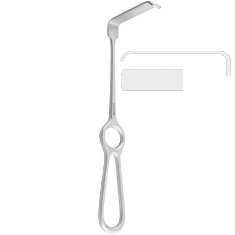 Retractor soft tissue Obwegeser flat downward 80x16mm, 220mm 