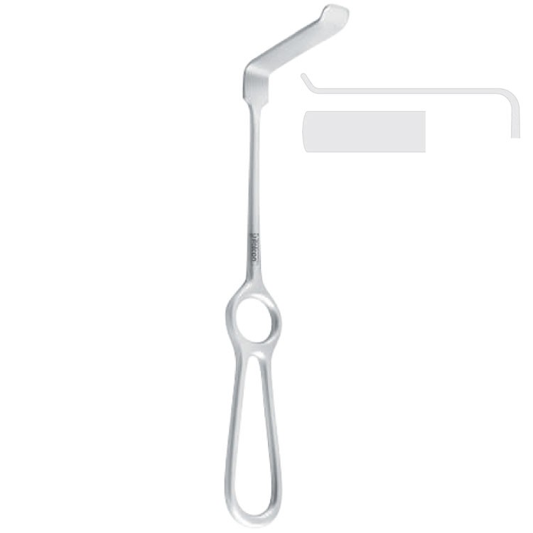 Retractor soft tissue Obwegeser flat upward 42x11mm, 220mm 