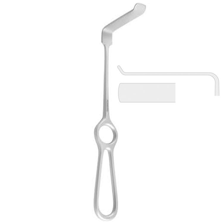 Retractor soft tissue Obwegeser flat upward 80x16mm, 220mm 