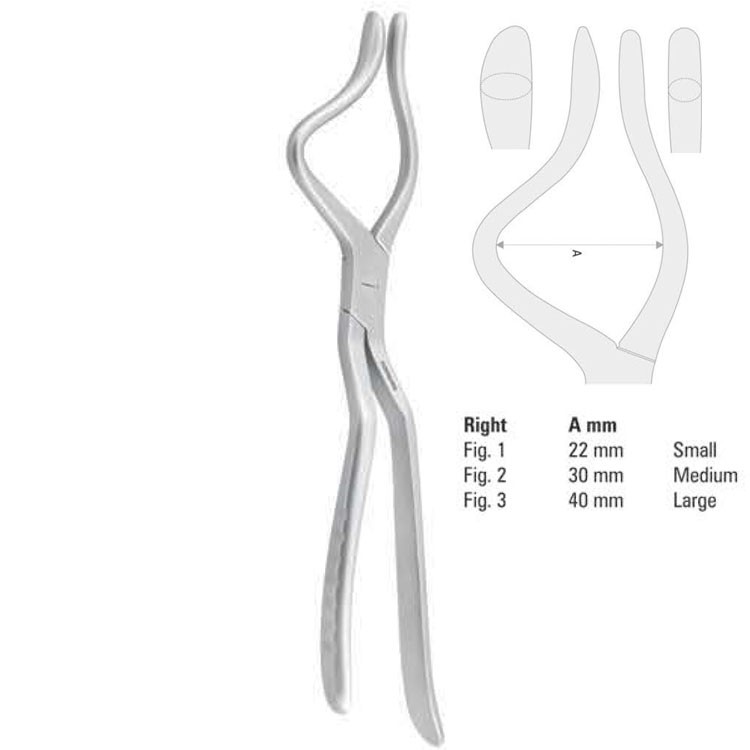 Forceps disimpaction Rowe right fig.1, 225mm