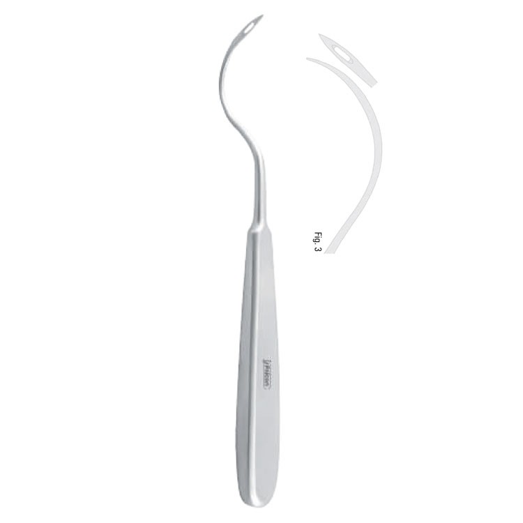 Awl illiac crest Tessier with eye curved 210mm