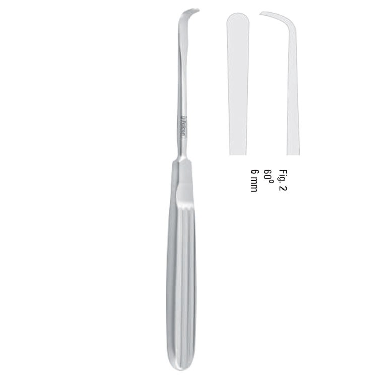 Elevator periosteal Tessier sharp 60° curved 6mm, 180mm